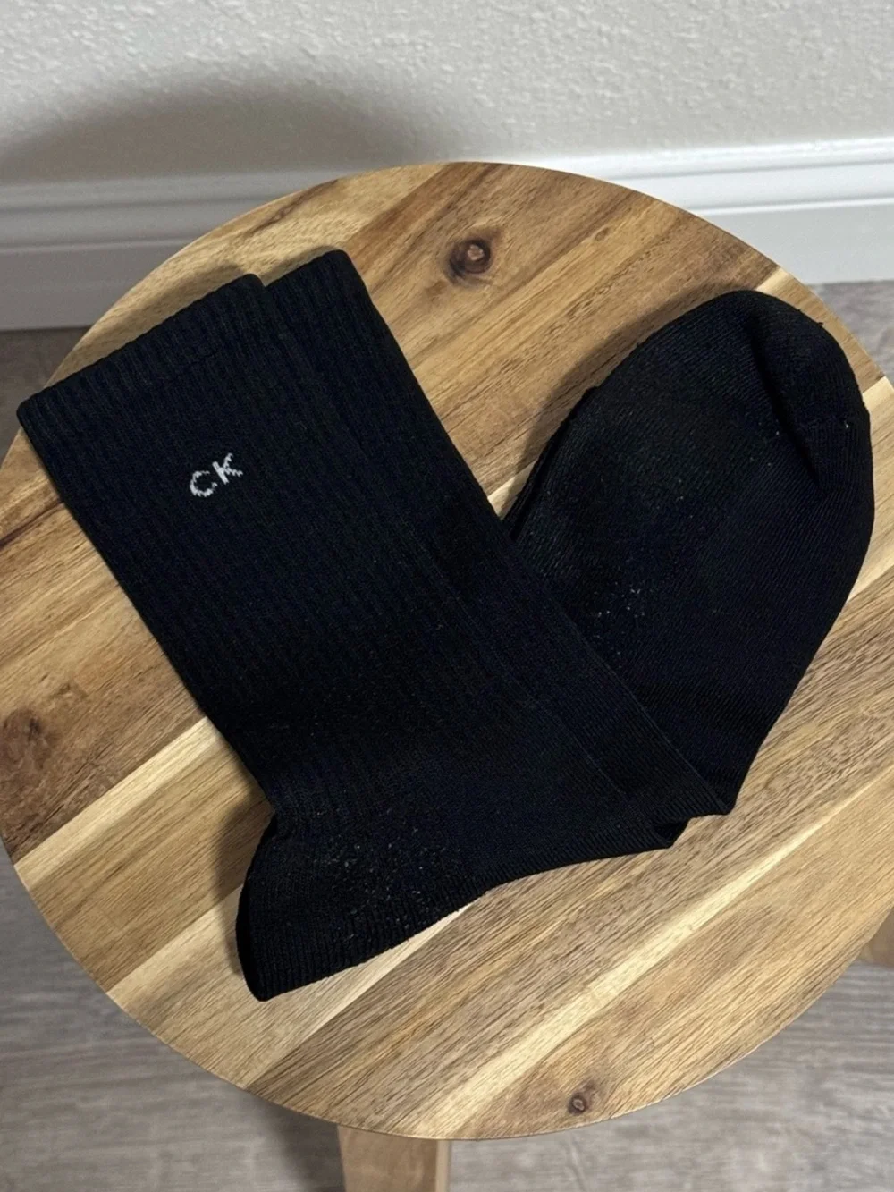 Calvin Klein Black Crew Socks Unisex CK Logo Soft Cotton Blend OSFM